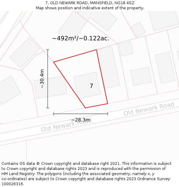 7, OLD NEWARK ROAD, MANSFIELD, NG18 4SZ: Plot and title map