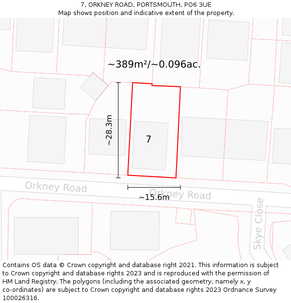 7, ORKNEY ROAD, PORTSMOUTH, PO6 3UE: Plot and title map