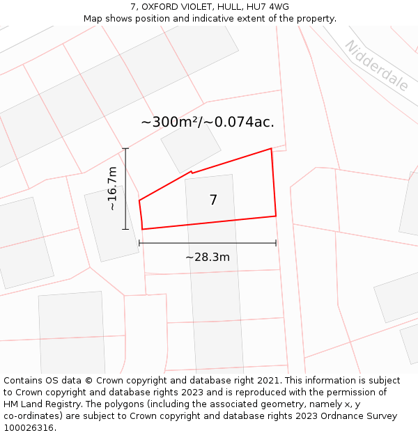 7, OXFORD VIOLET, HULL, HU7 4WG: Plot and title map