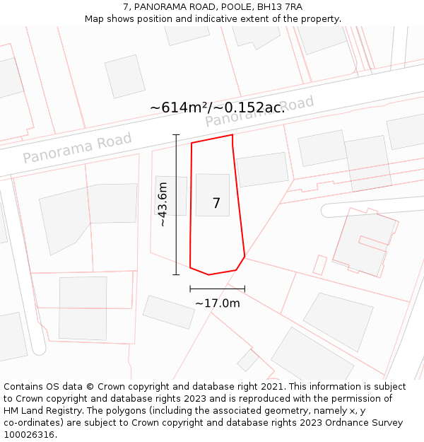 7, PANORAMA ROAD, POOLE, BH13 7RA: Plot and title map