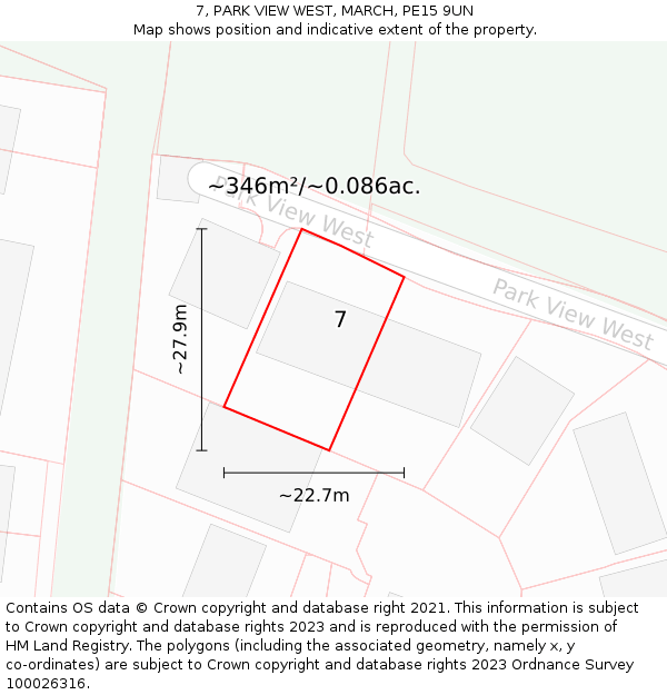 7, PARK VIEW WEST, MARCH, PE15 9UN: Plot and title map