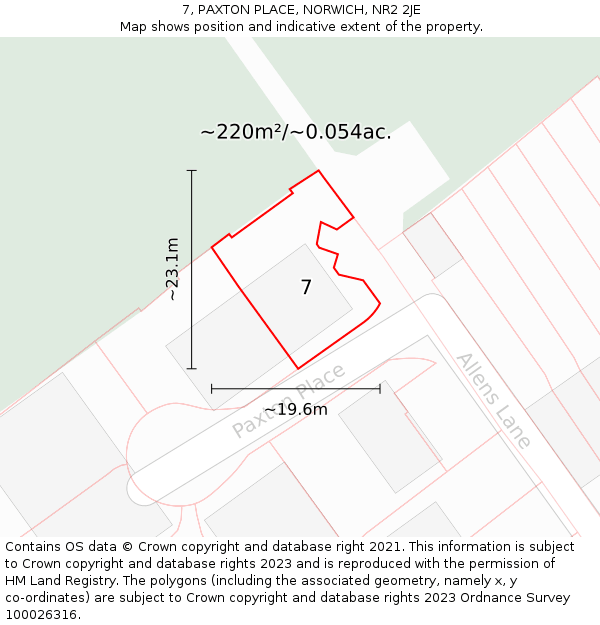 7, PAXTON PLACE, NORWICH, NR2 2JE: Plot and title map