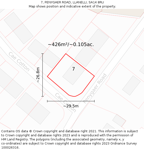 7, PENYGAER ROAD, LLANELLI, SA14 8RU: Plot and title map