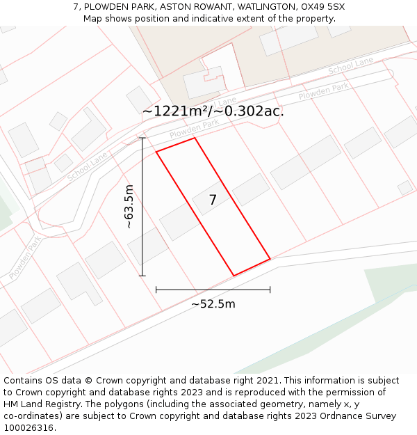 7, PLOWDEN PARK, ASTON ROWANT, WATLINGTON, OX49 5SX: Plot and title map