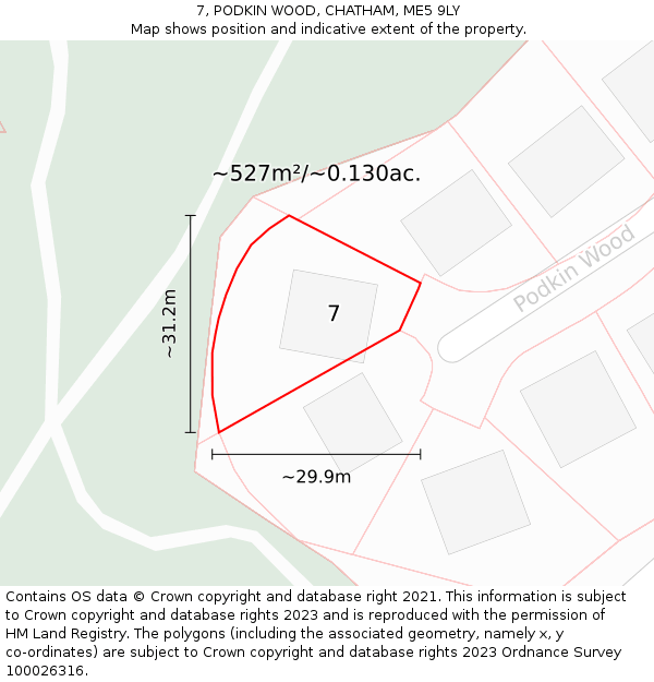 7, PODKIN WOOD, CHATHAM, ME5 9LY: Plot and title map