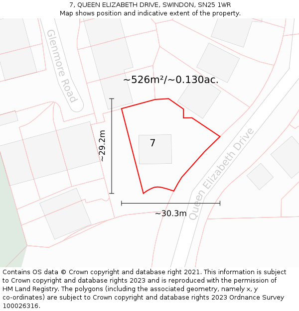 7, QUEEN ELIZABETH DRIVE, SWINDON, SN25 1WR: Plot and title map