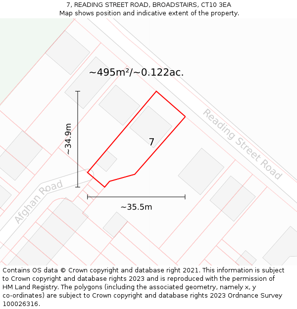 7, READING STREET ROAD, BROADSTAIRS, CT10 3EA: Plot and title map