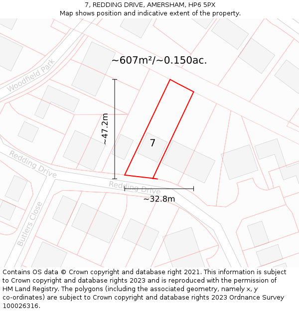 7, REDDING DRIVE, AMERSHAM, HP6 5PX: Plot and title map