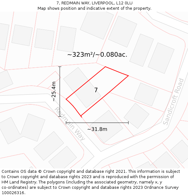 7, REDMAIN WAY, LIVERPOOL, L12 0LU: Plot and title map
