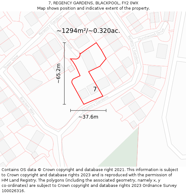 7, REGENCY GARDENS, BLACKPOOL, FY2 0WX: Plot and title map