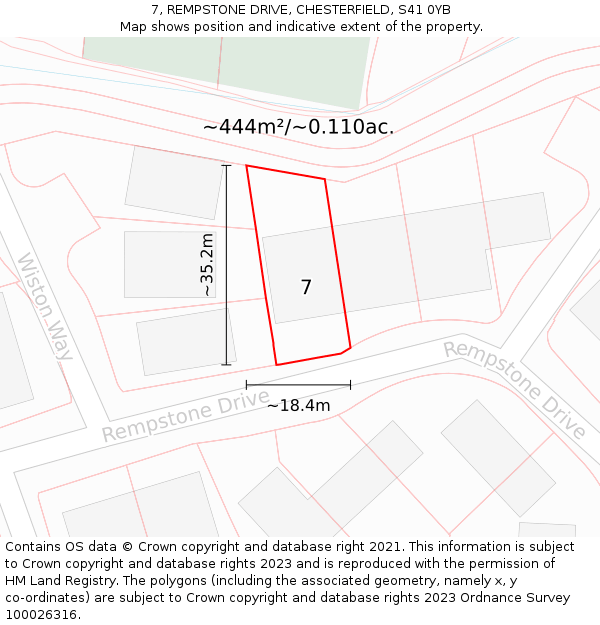 7, REMPSTONE DRIVE, CHESTERFIELD, S41 0YB: Plot and title map