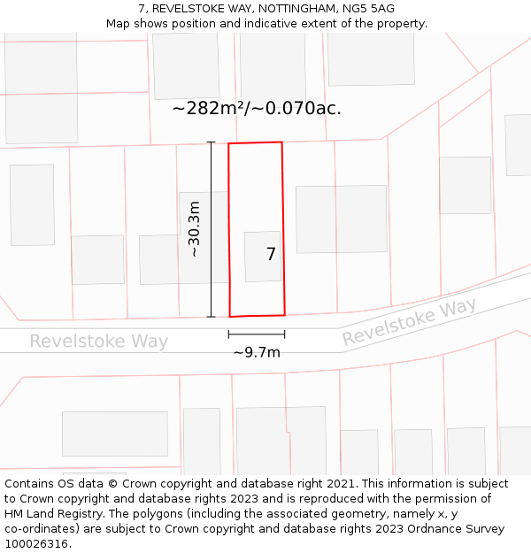 7, REVELSTOKE WAY, NOTTINGHAM, NG5 5AG: Plot and title map