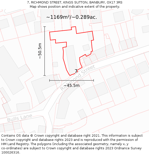 7, RICHMOND STREET, KINGS SUTTON, BANBURY, OX17 3RS: Plot and title map