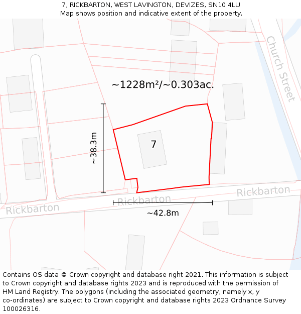 7, RICKBARTON, WEST LAVINGTON, DEVIZES, SN10 4LU: Plot and title map