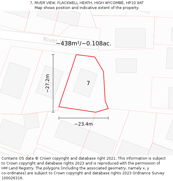 7, RIVER VIEW, FLACKWELL HEATH, HIGH WYCOMBE, HP10 9AT: Plot and title map