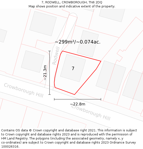 7, RODWELL, CROWBOROUGH, TN6 2DQ: Plot and title map