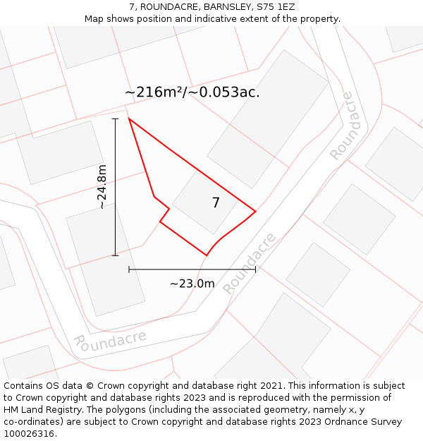 7, ROUNDACRE, BARNSLEY, S75 1EZ: Plot and title map