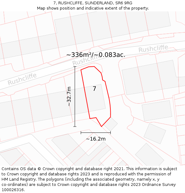 7, RUSHCLIFFE, SUNDERLAND, SR6 9RG: Plot and title map