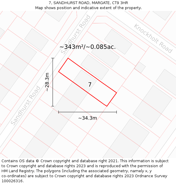 7, SANDHURST ROAD, MARGATE, CT9 3HR: Plot and title map