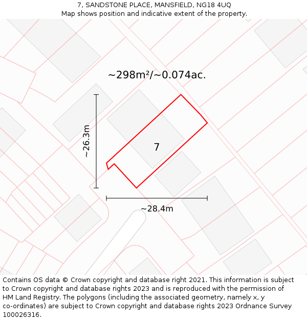 7, SANDSTONE PLACE, MANSFIELD, NG18 4UQ: Plot and title map