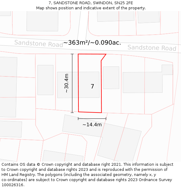 7, SANDSTONE ROAD, SWINDON, SN25 2FE: Plot and title map