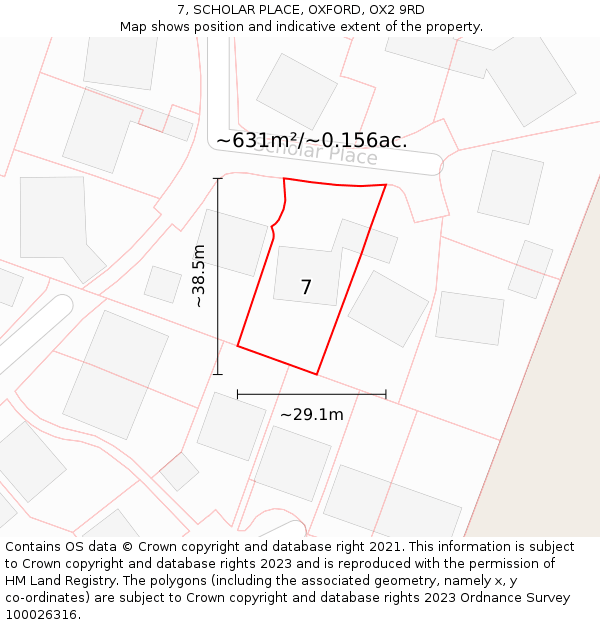 7, SCHOLAR PLACE, OXFORD, OX2 9RD: Plot and title map
