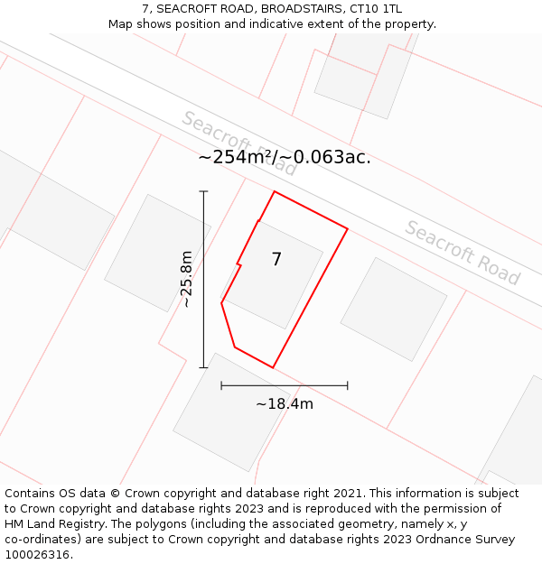 7, SEACROFT ROAD, BROADSTAIRS, CT10 1TL: Plot and title map