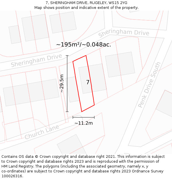 7, SHERINGHAM DRIVE, RUGELEY, WS15 2YG: Plot and title map