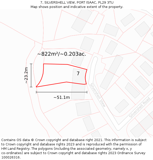 7, SILVERSHELL VIEW, PORT ISAAC, PL29 3TU: Plot and title map