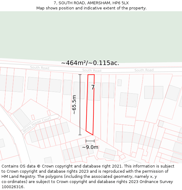 7, SOUTH ROAD, AMERSHAM, HP6 5LX: Plot and title map