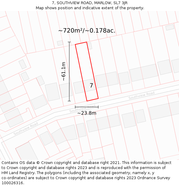 7, SOUTHVIEW ROAD, MARLOW, SL7 3JR: Plot and title map