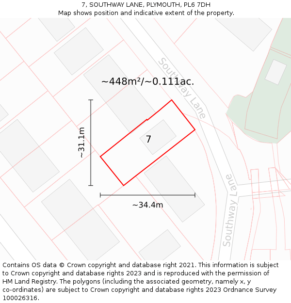 7, SOUTHWAY LANE, PLYMOUTH, PL6 7DH: Plot and title map