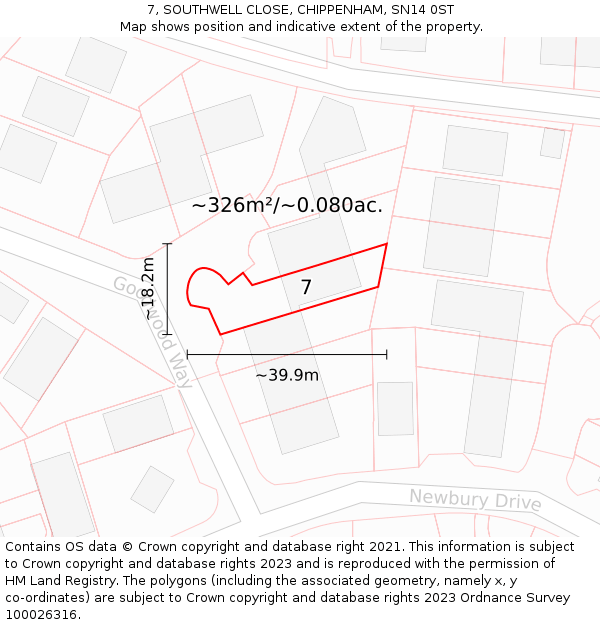 7, SOUTHWELL CLOSE, CHIPPENHAM, SN14 0ST: Plot and title map