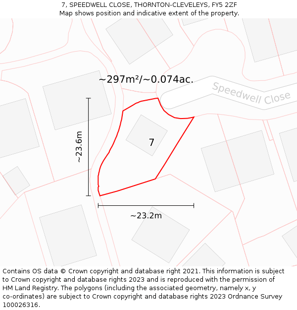 7, SPEEDWELL CLOSE, THORNTON-CLEVELEYS, FY5 2ZF: Plot and title map