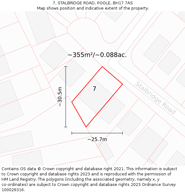 7, STALBRIDGE ROAD, POOLE, BH17 7AS: Plot and title map