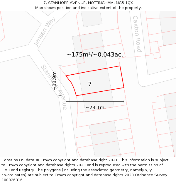 7, STANHOPE AVENUE, NOTTINGHAM, NG5 1QX: Plot and title map