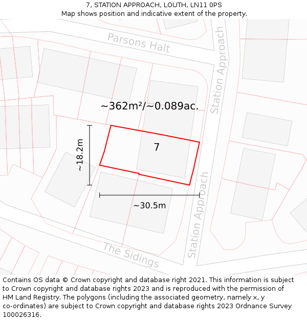 7, STATION APPROACH, LOUTH, LN11 0PS: Plot and title map