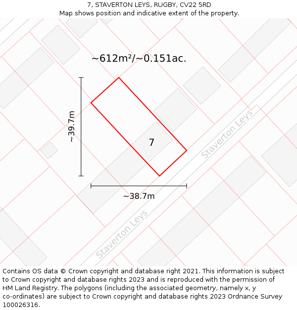 7, STAVERTON LEYS, RUGBY, CV22 5RD: Plot and title map