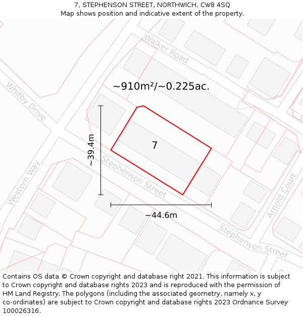 7, STEPHENSON STREET, NORTHWICH, CW8 4SQ: Plot and title map