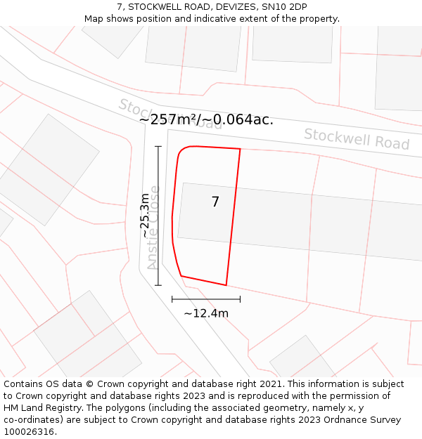 7, STOCKWELL ROAD, DEVIZES, SN10 2DP: Plot and title map