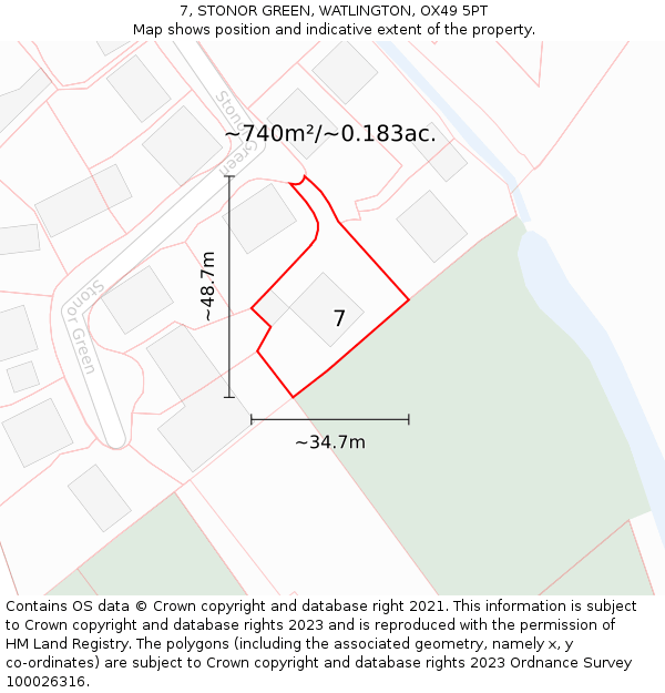 7, STONOR GREEN, WATLINGTON, OX49 5PT: Plot and title map