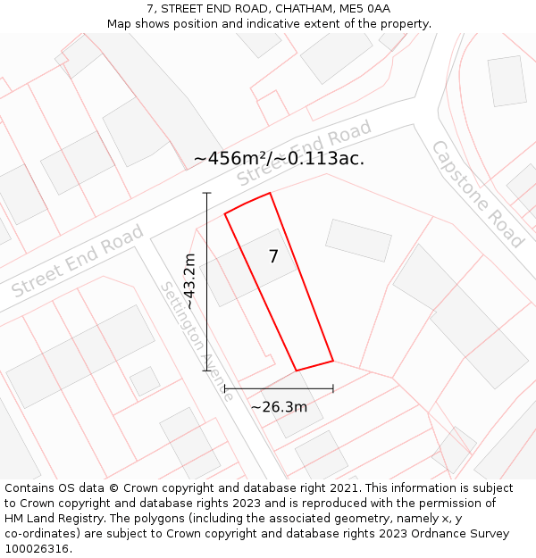 7, STREET END ROAD, CHATHAM, ME5 0AA: Plot and title map