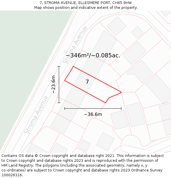 7, STROMA AVENUE, ELLESMERE PORT, CH65 9HW: Plot and title map