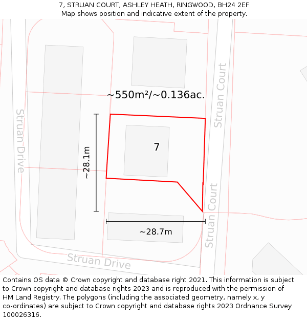 7, STRUAN COURT, ASHLEY HEATH, RINGWOOD, BH24 2EF: Plot and title map