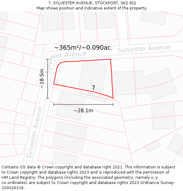7, SYLVESTER AVENUE, STOCKPORT, SK2 6DJ: Plot and title map