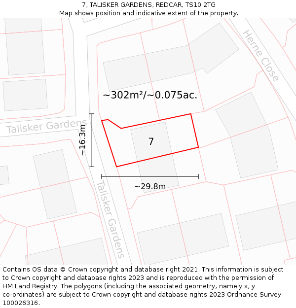 7, TALISKER GARDENS, REDCAR, TS10 2TG: Plot and title map