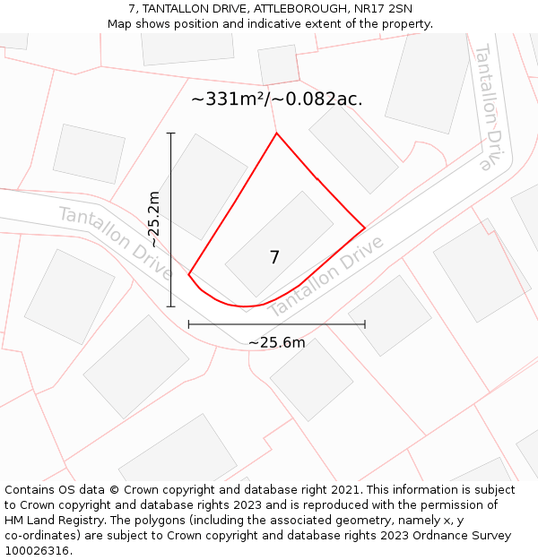 7, TANTALLON DRIVE, ATTLEBOROUGH, NR17 2SN: Plot and title map