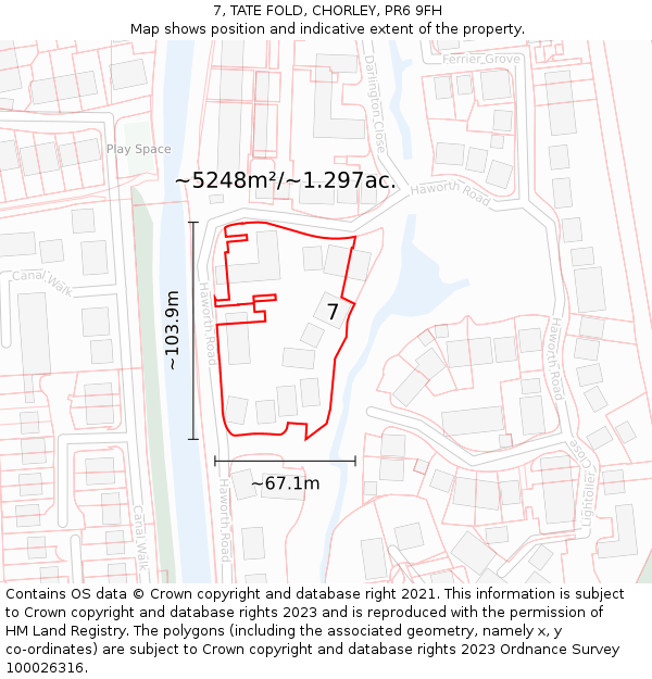 7, TATE FOLD, CHORLEY, PR6 9FH: Plot and title map