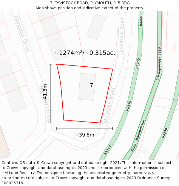 7, TAVISTOCK ROAD, PLYMOUTH, PL5 3DG: Plot and title map