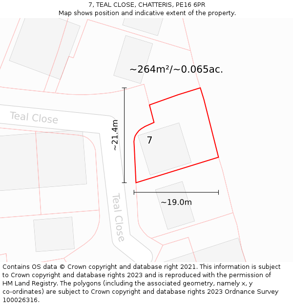 7, TEAL CLOSE, CHATTERIS, PE16 6PR: Plot and title map